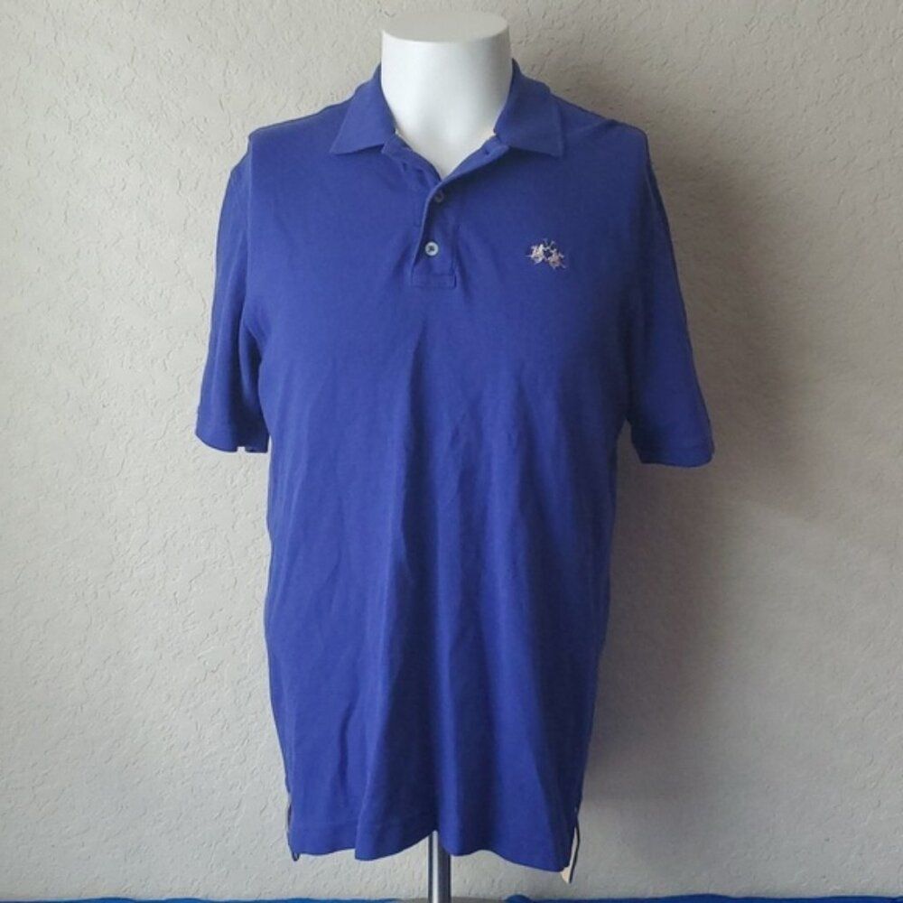 La Martina Essentials Men's Large Blue Polo Shirt – Luxury Preppy Style